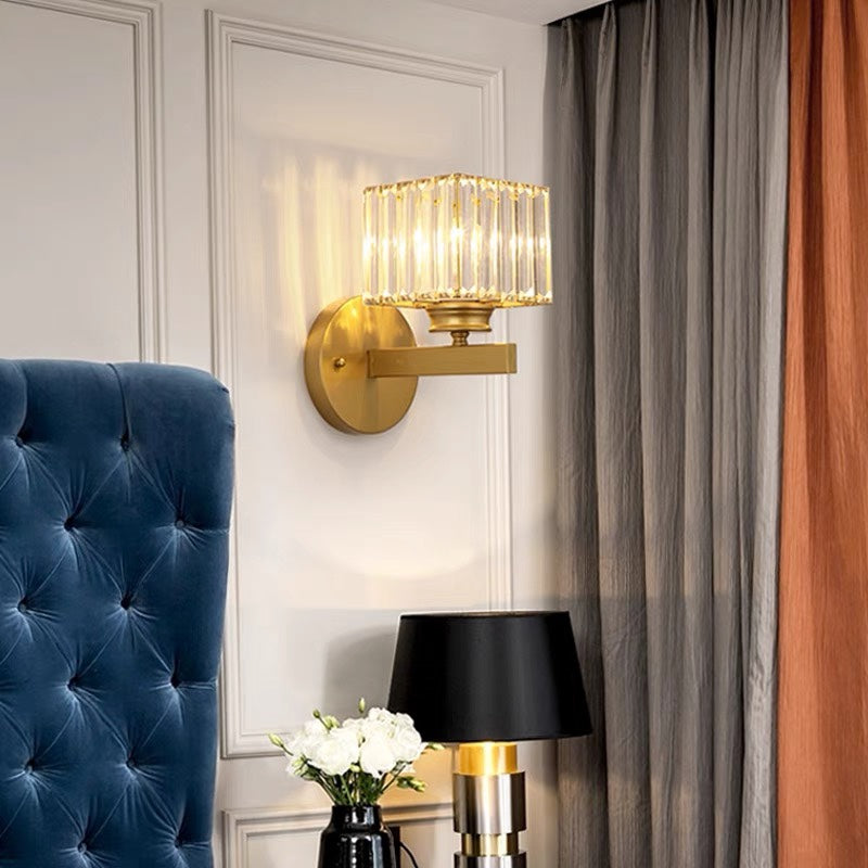 Crystal Glass & Iron Wall Sconce