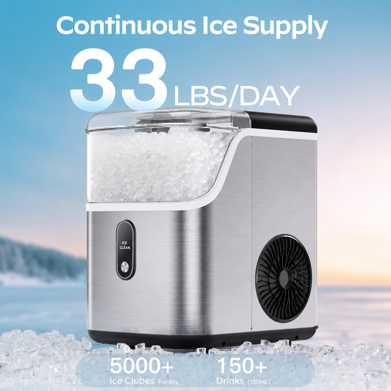 High Capacity Countertop Ice Machine