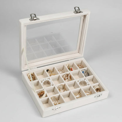 Velvet Jewellery Box with Glass Lid