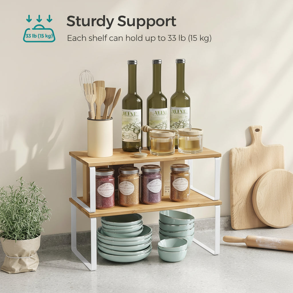 Stackable Metal Cabinet Shelf Organiser