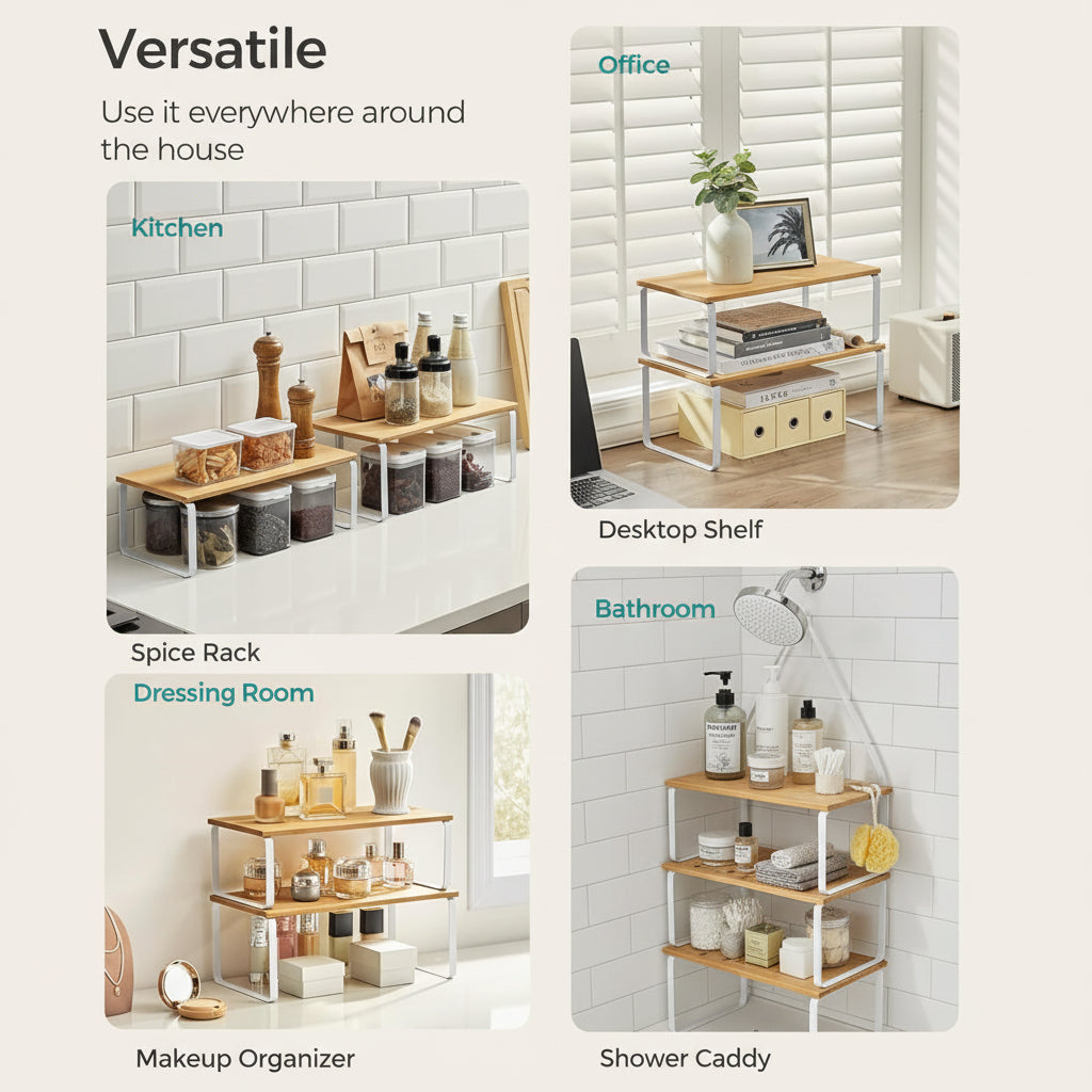 Stackable Metal Cabinet Shelf Organiser