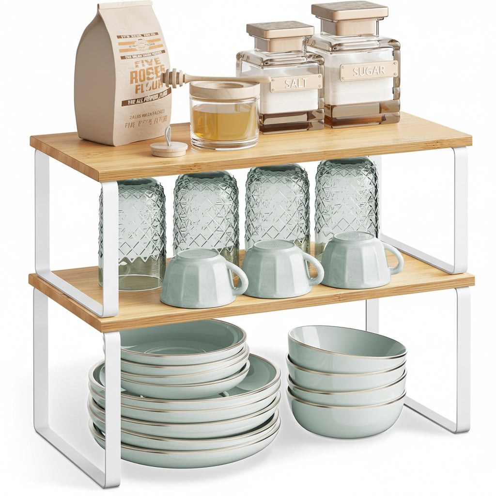 Stackable Metal Cabinet Shelf Organiser