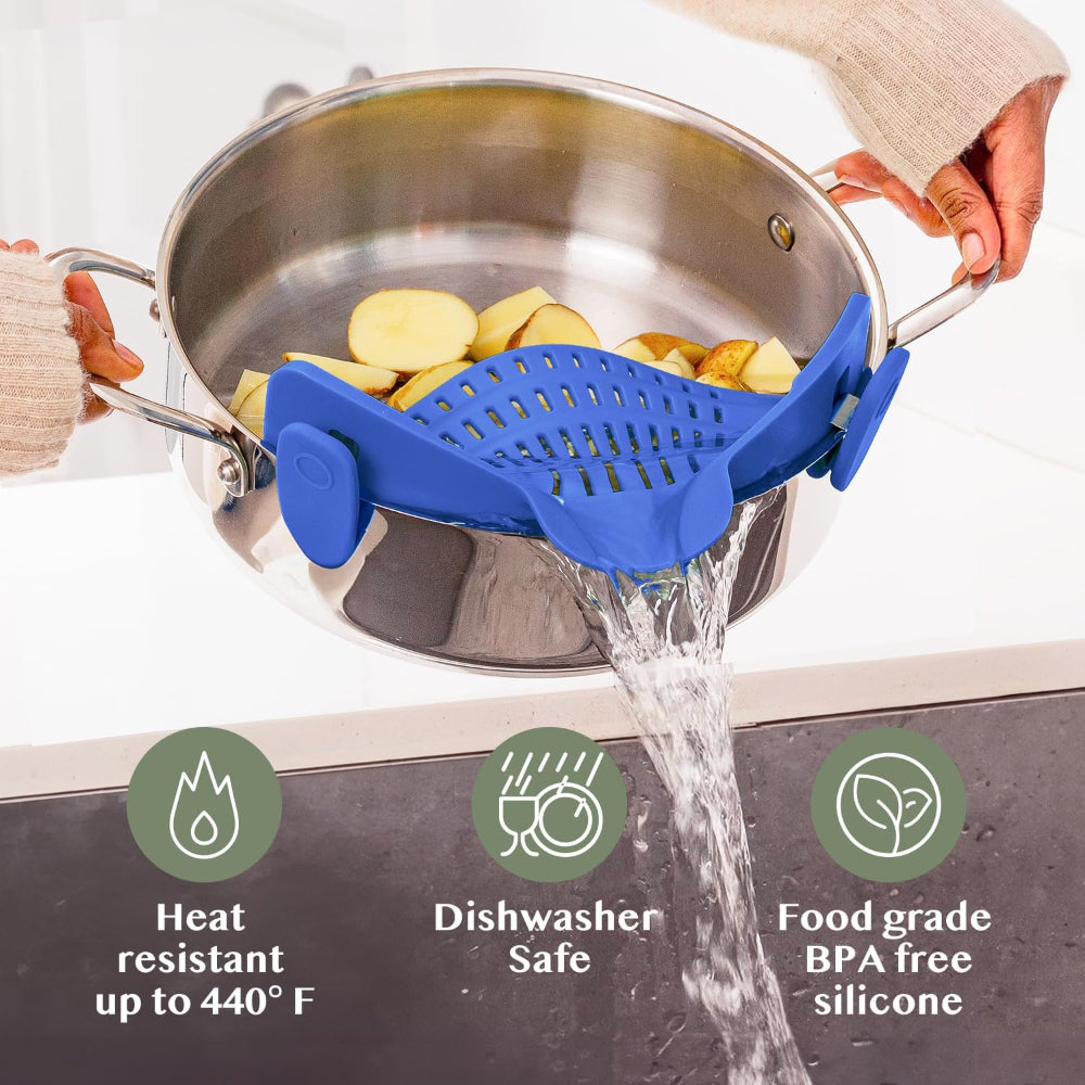 Clip On Silicone Pot Pasta Strainer