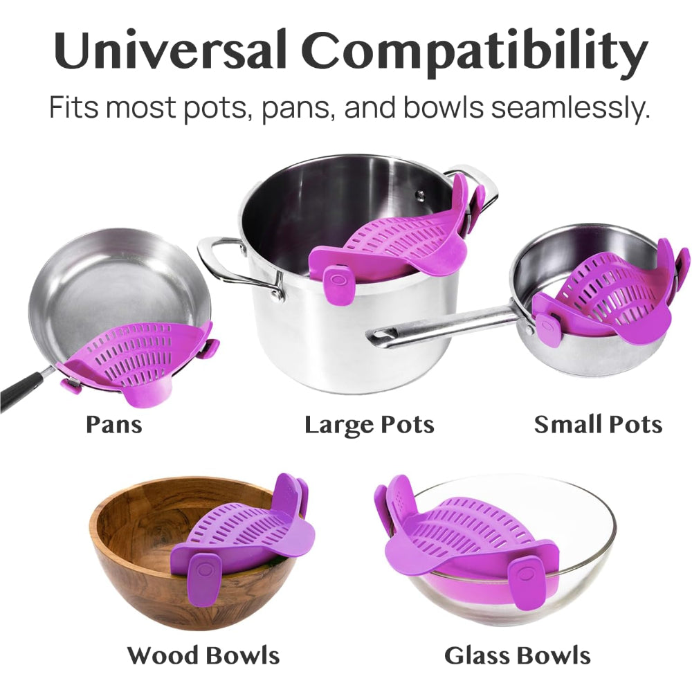Clip On Silicone Pot Pasta Strainer