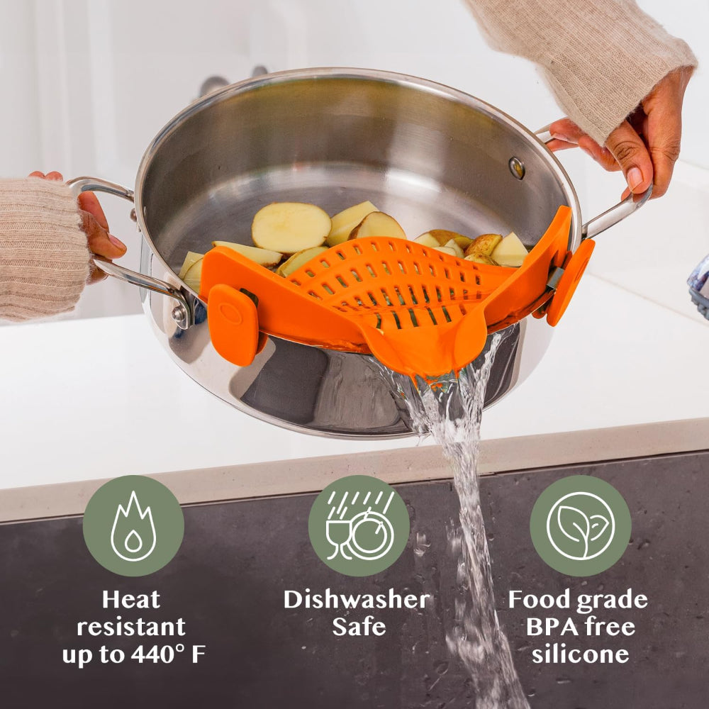Clip On Silicone Pot Pasta Strainer