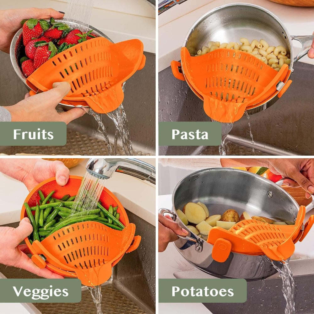 Clip On Silicone Pot Pasta Strainer