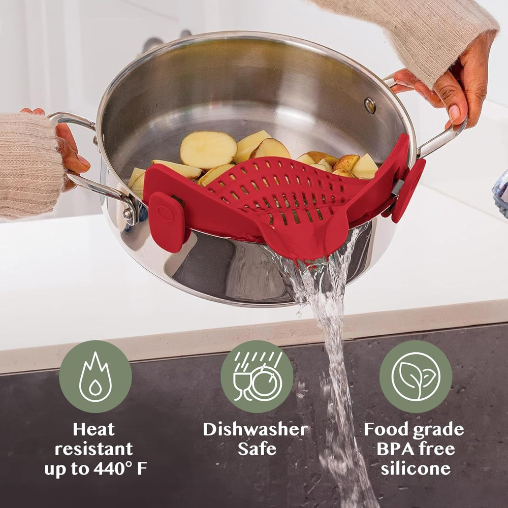Clip On Silicone Pot Pasta Strainer
