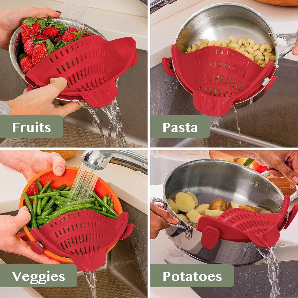 Clip On Silicone Pot Pasta Strainer