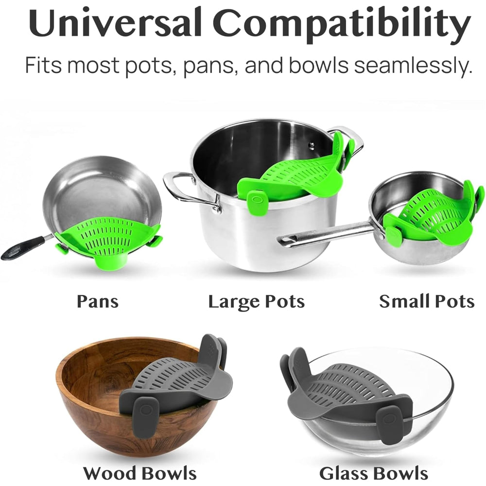 Clip On Silicone Pot Pasta Strainer