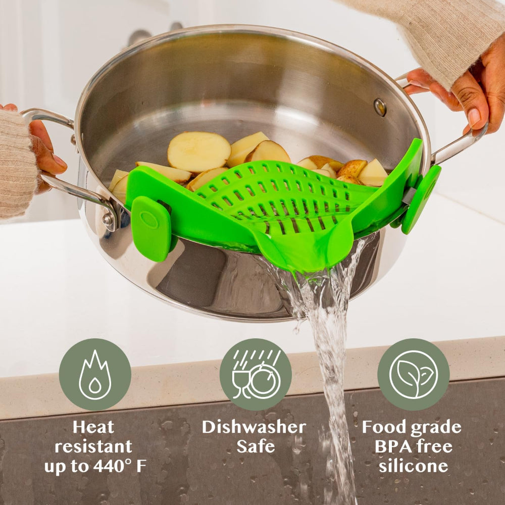 Clip On Silicone Pot Pasta Strainer