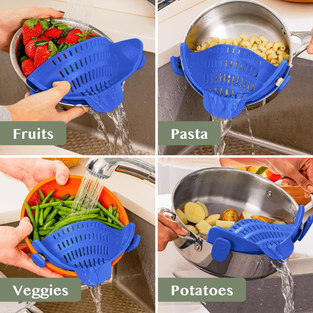 Clip On Silicone Pot Pasta Strainer