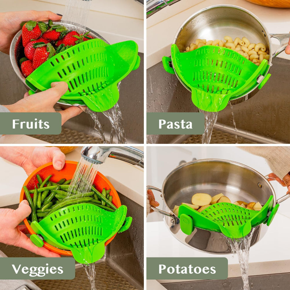 Clip On Silicone Pot Pasta Strainer