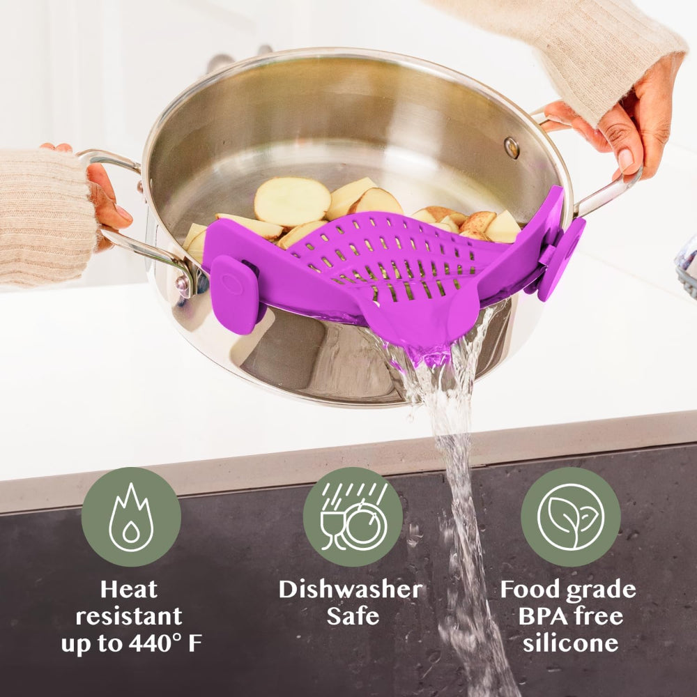 Clip On Silicone Pot Pasta Strainer