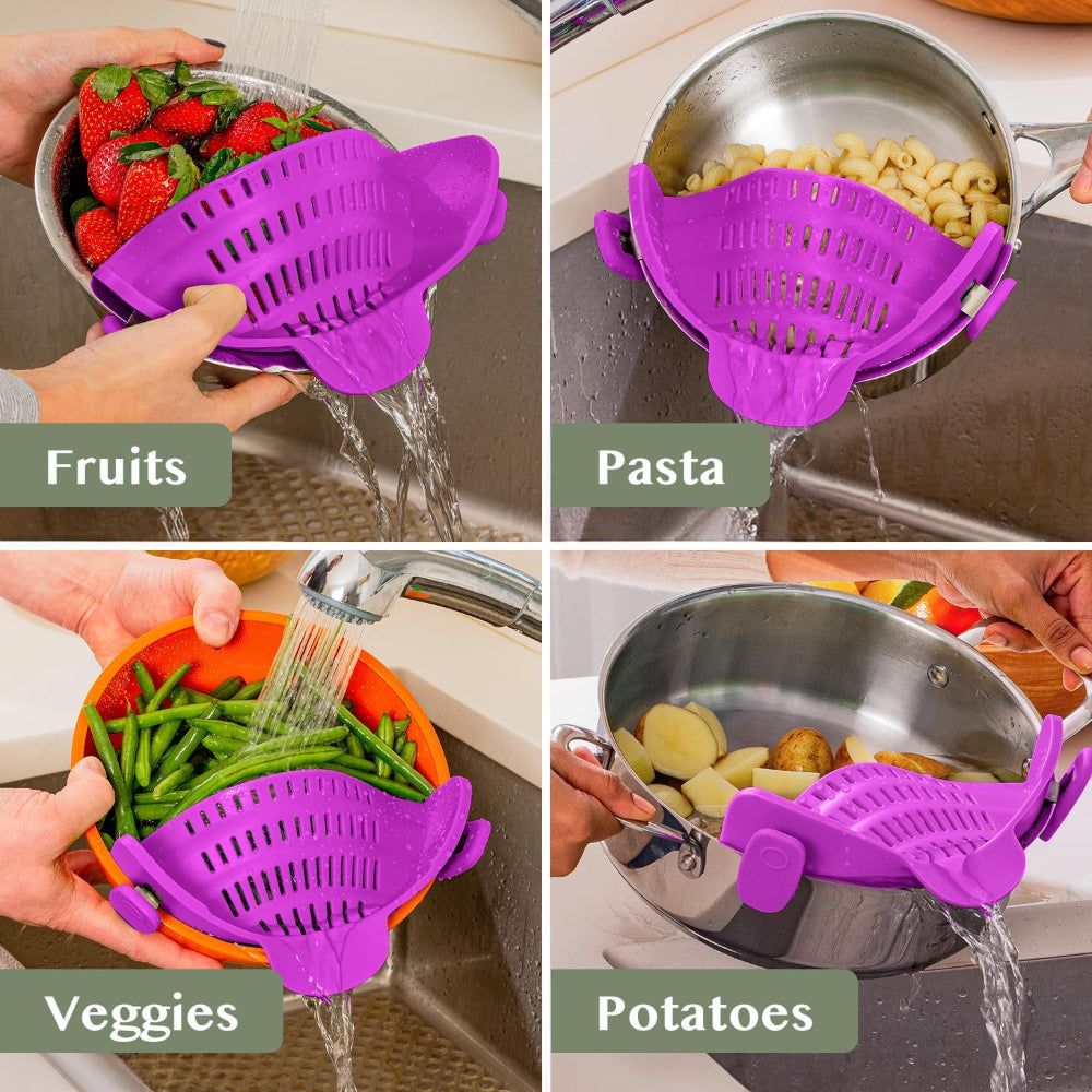 Clip On Silicone Pot Pasta Strainer
