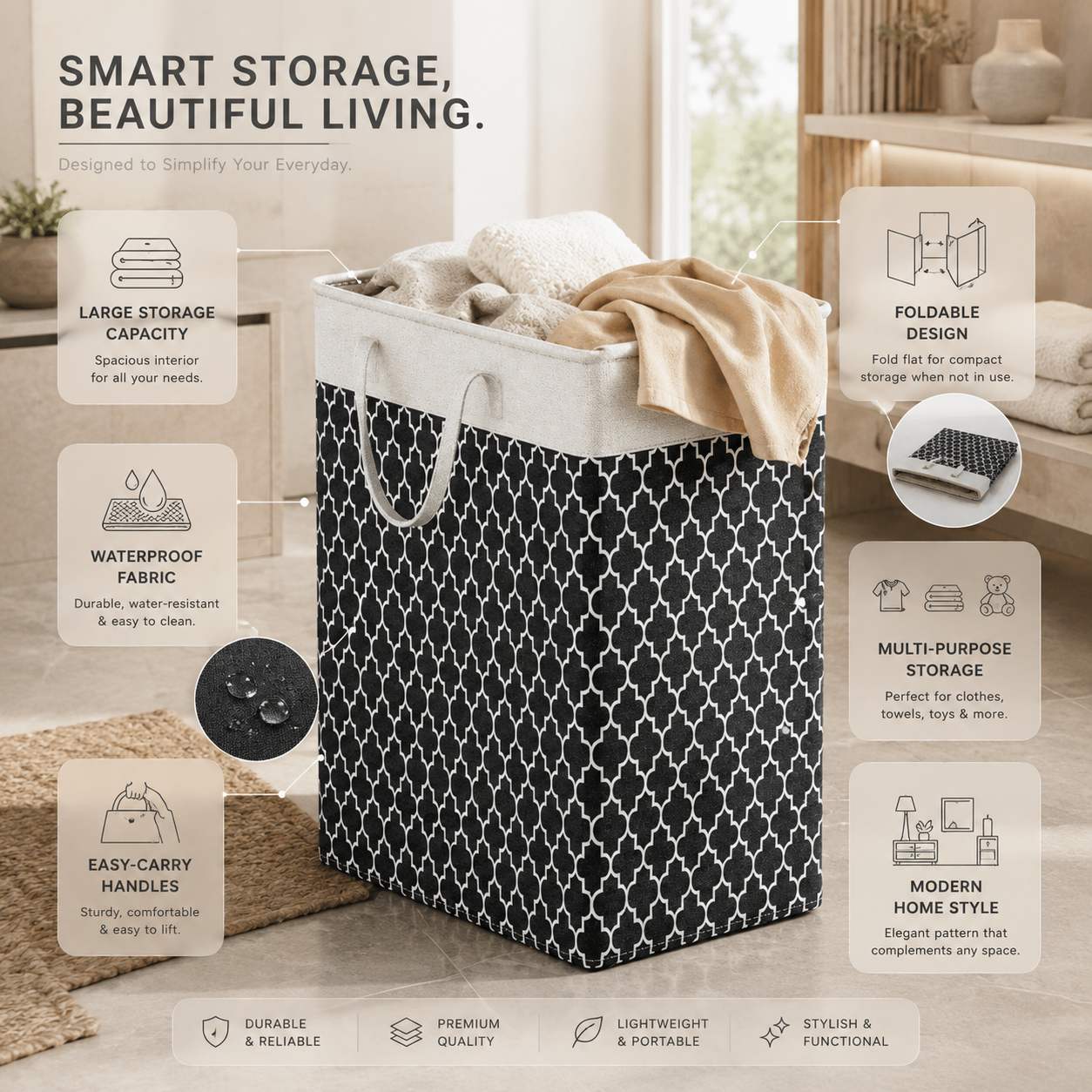 Lauva 75L Foldable Waterproof Laundry Basket