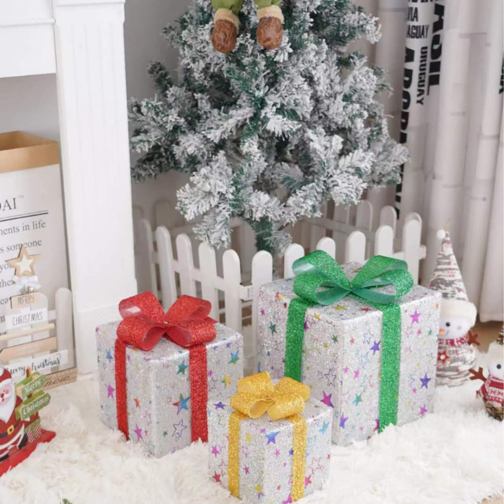 Lighted Gift Box Set Outdoor Christmas Decorations LED Holiday Décor 1