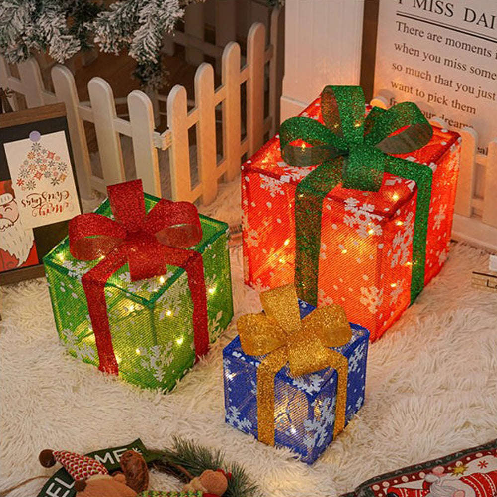 Lighted Gift Box Set Outdoor Christmas Decorations LED Holiday Décor 5