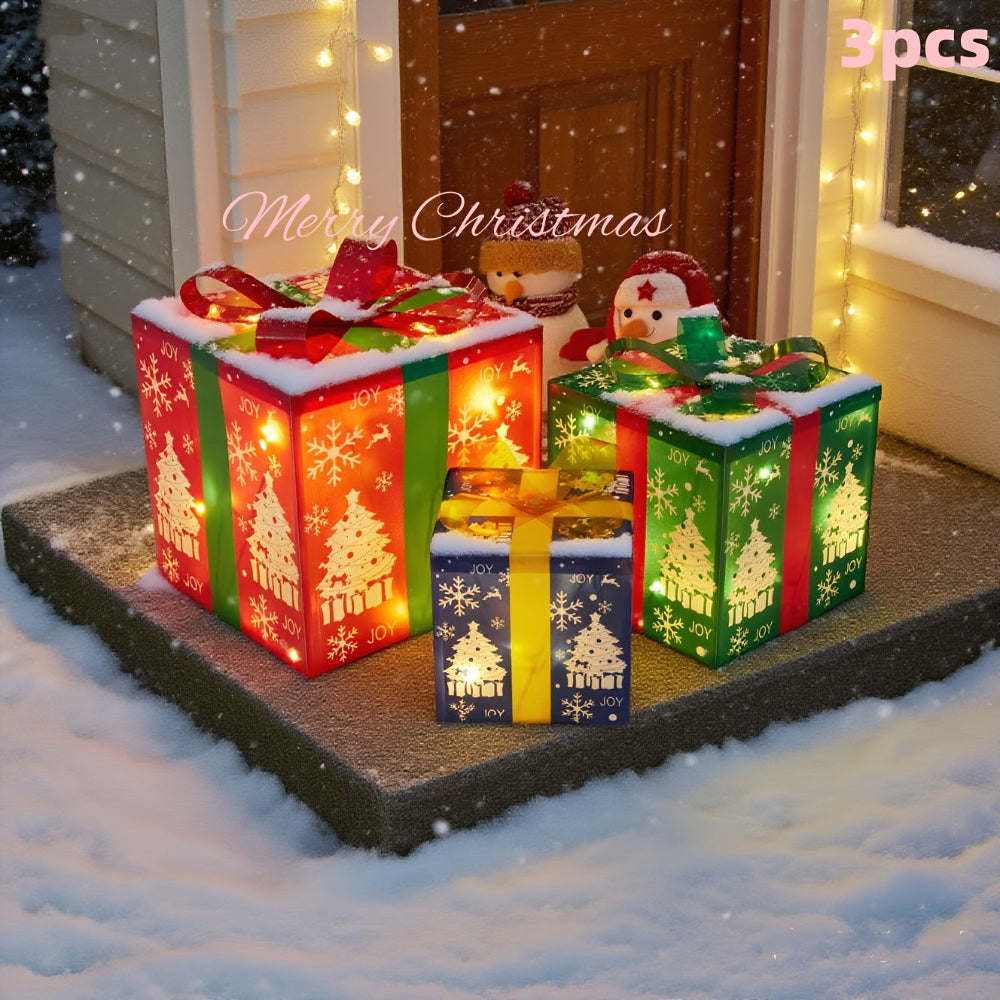 Lighted Gift Box Set Outdoor Christmas Decorations LED Holiday Décor 6
