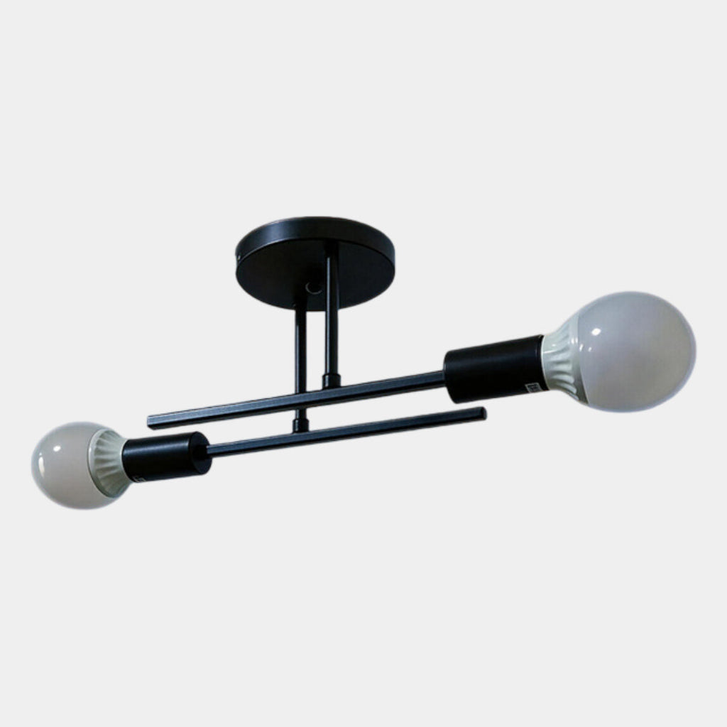 Black & Gold Twin Light Ceiling Lamp