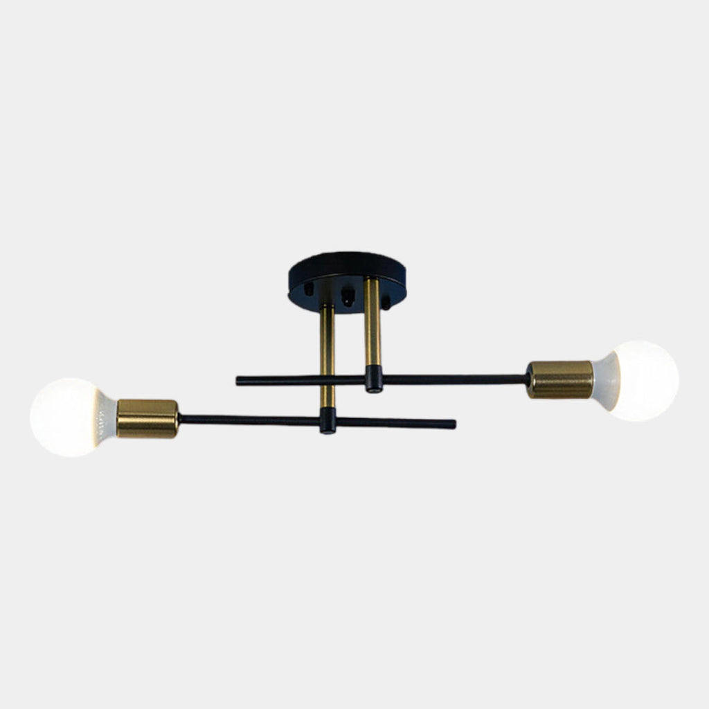 Black & Gold Twin Light Ceiling Lamp
