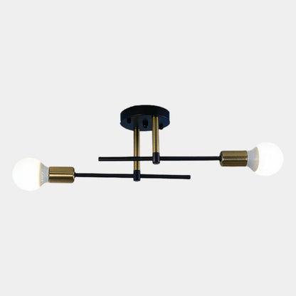 Black & Gold Twin Light Ceiling Lamp
