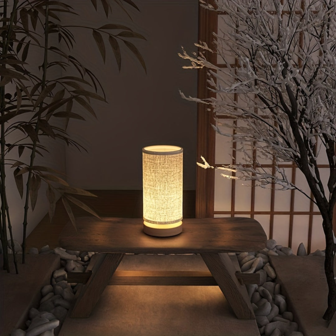 Wooden USB Bedside Table Lamp