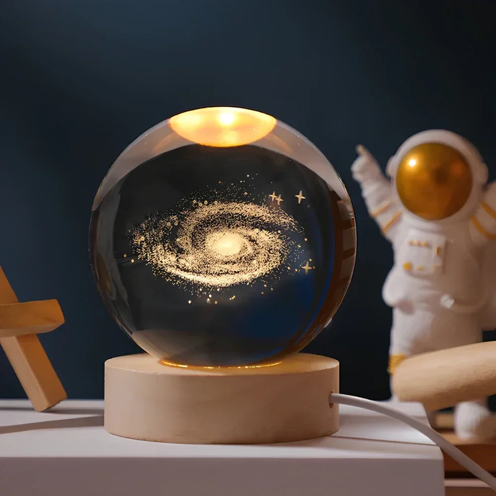 3D Engraved Crystal Ball Planet Lamp