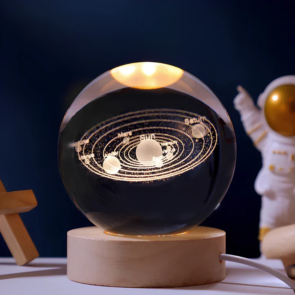 3D Engraved Crystal Ball Planet Lamp