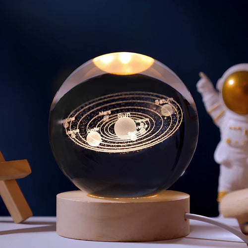 3D Engraved Crystal Ball Planet Lamp
