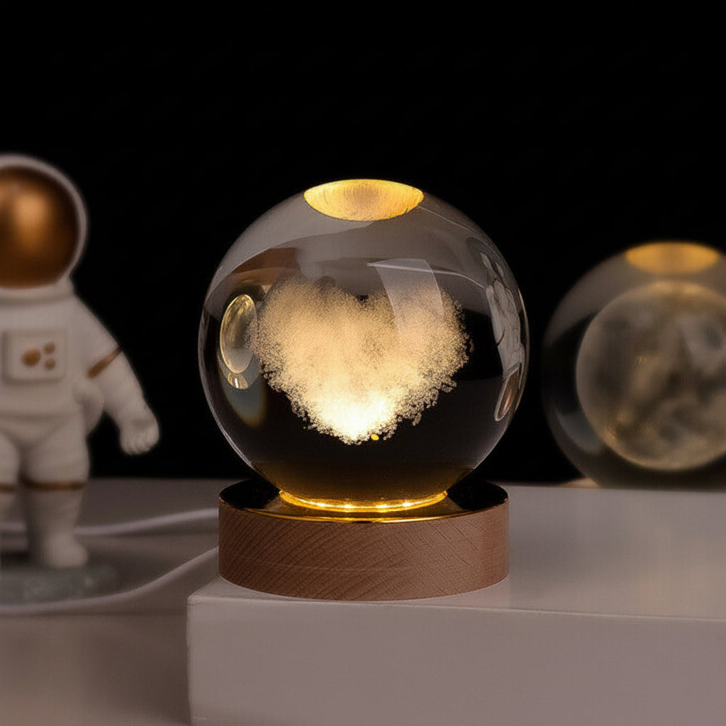 3D Engraved Crystal Ball Planet Lamp