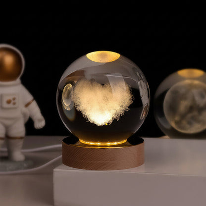 3D Engraved Crystal Ball Planet Lamp