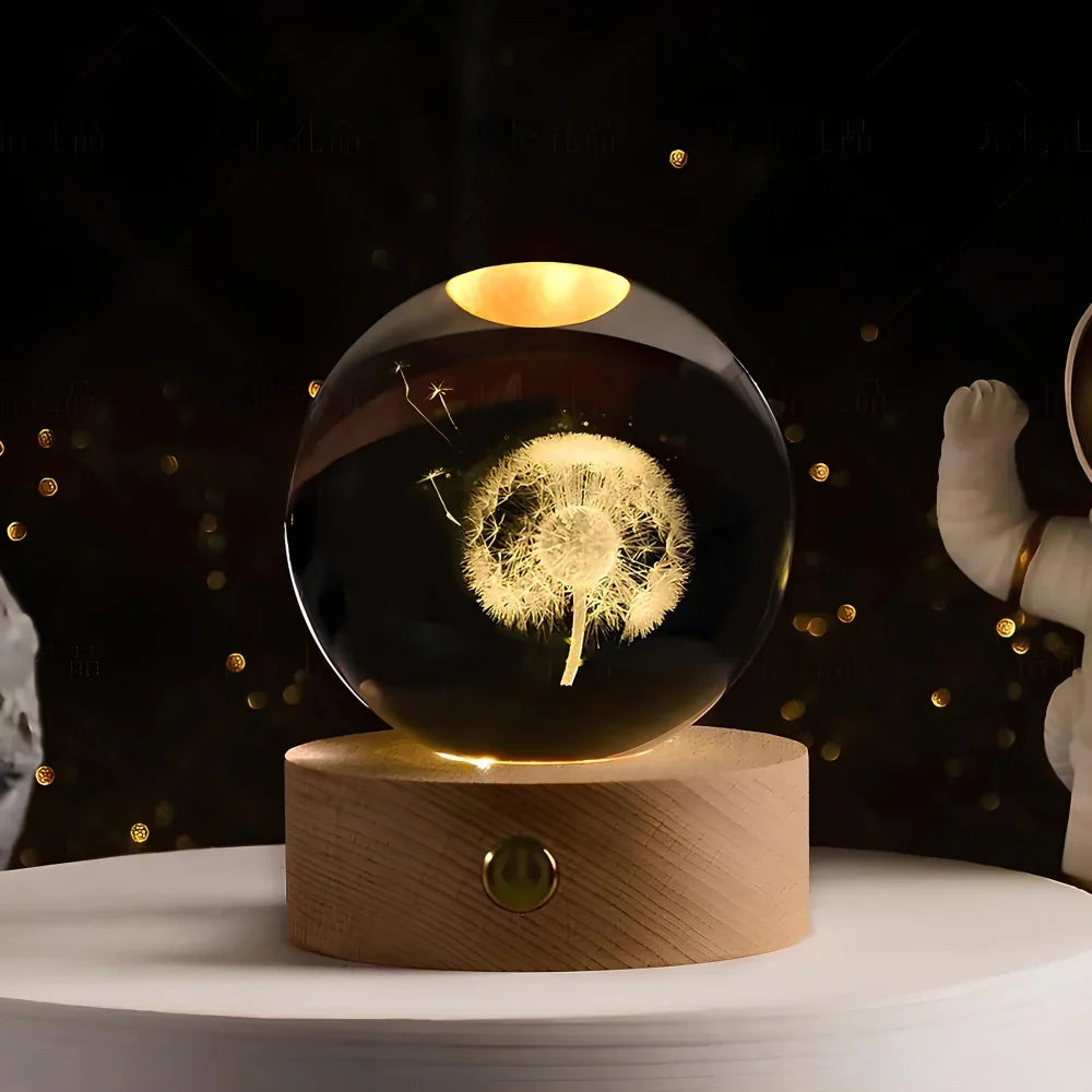 3D Engraved Crystal Ball Planet Lamp