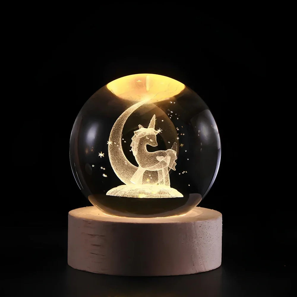 3D Engraved Crystal Ball Planet Lamp
