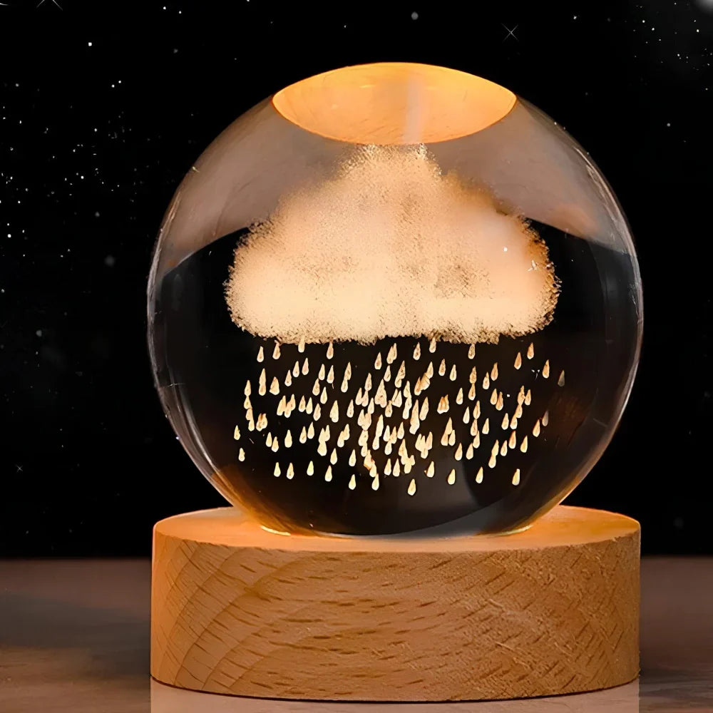 3D Engraved Crystal Ball Planet Lamp