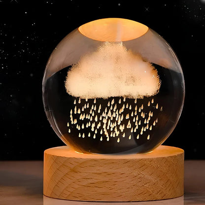 3D Engraved Crystal Ball Planet Lamp