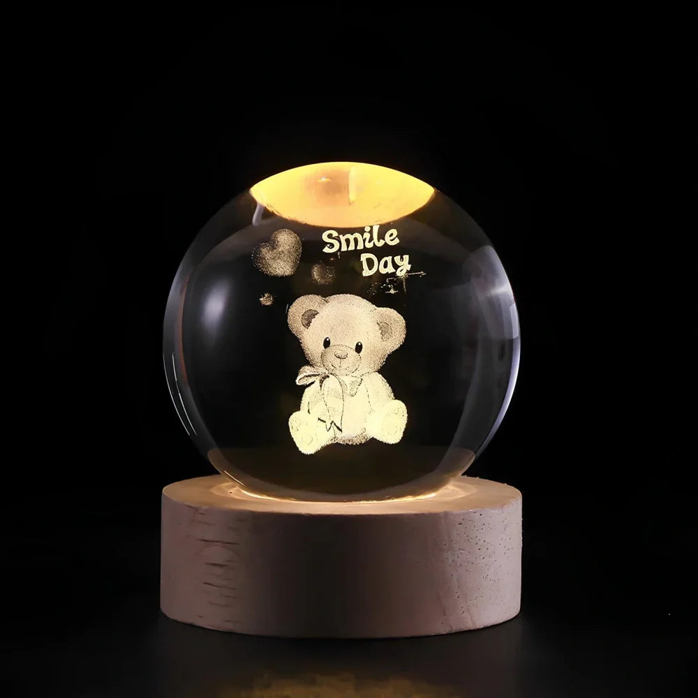 3D Engraved Crystal Ball Planet Lamp