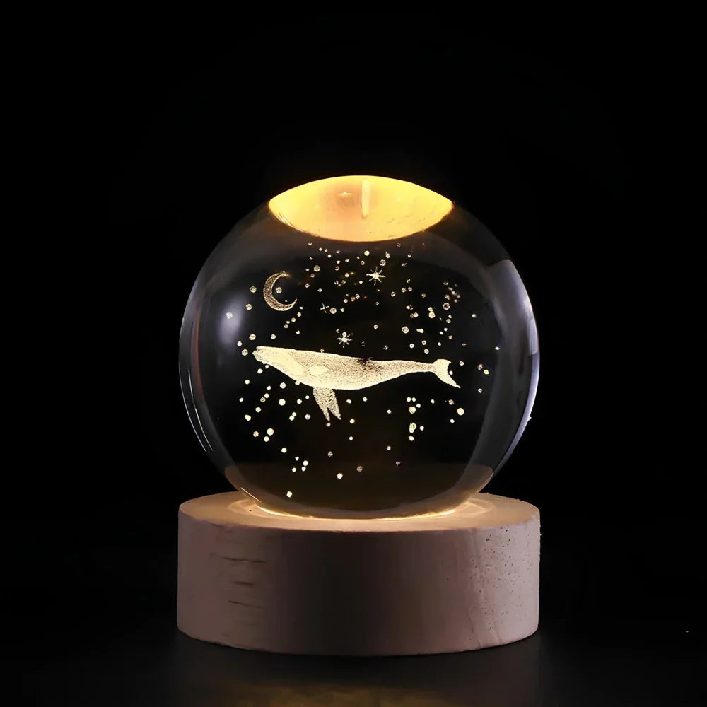 3D Engraved Crystal Ball Planet Lamp