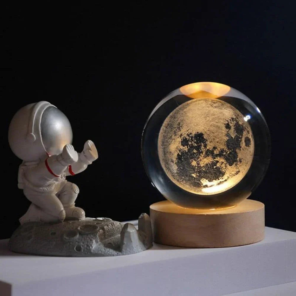 3D Engraved Crystal Ball Planet Lamp