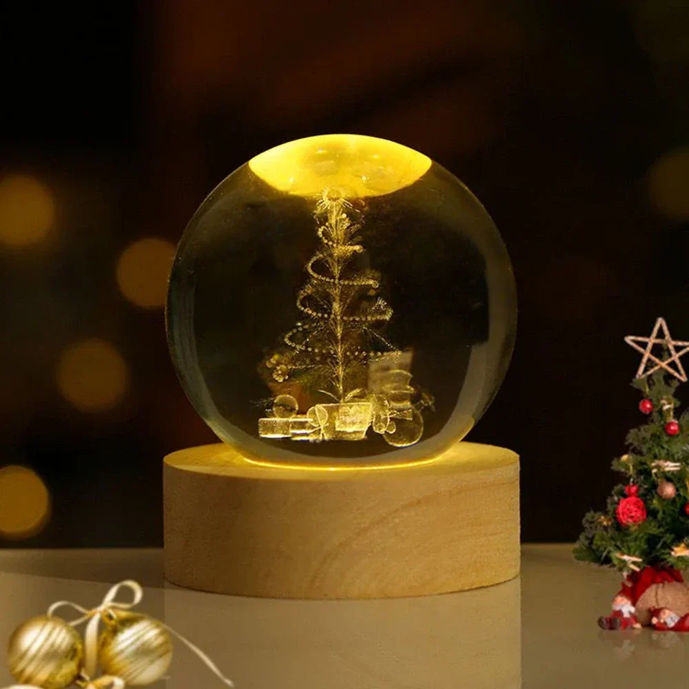 3D Engraved Crystal Ball Planet Lamp