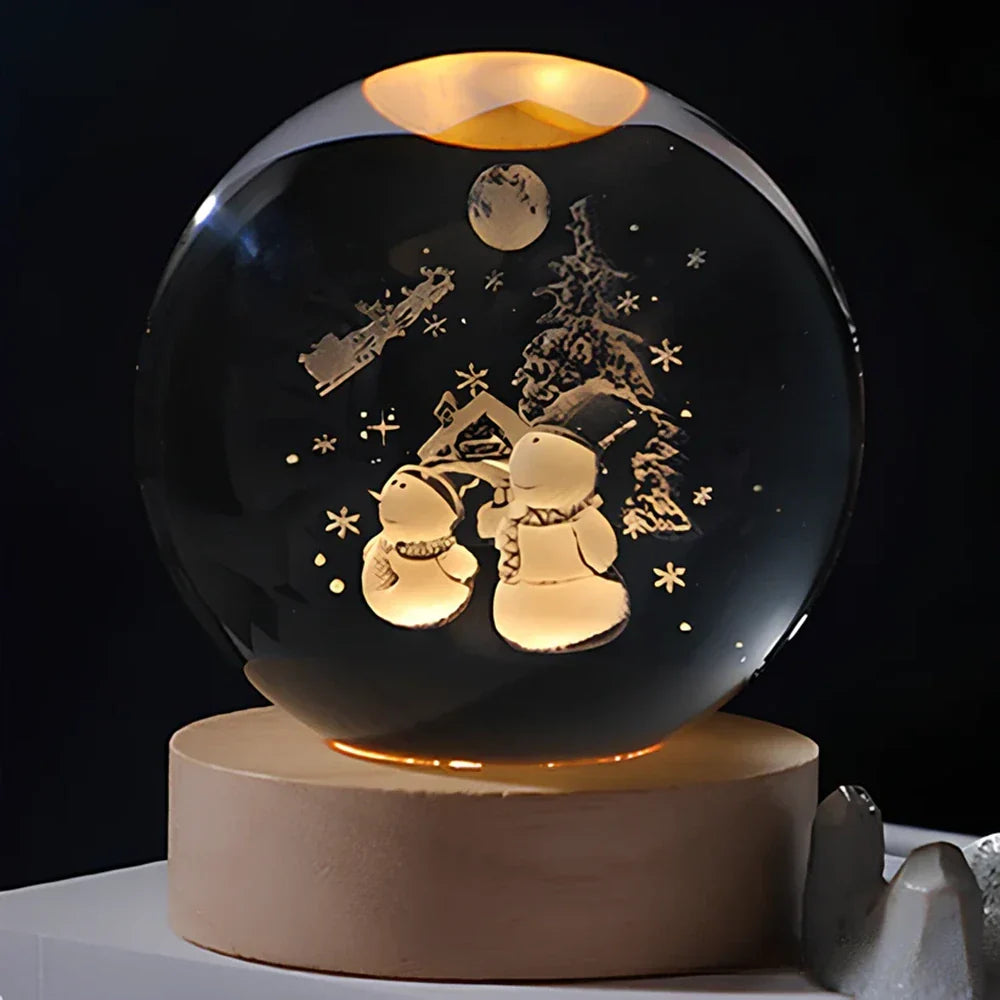 3D Engraved Crystal Ball Planet Lamp