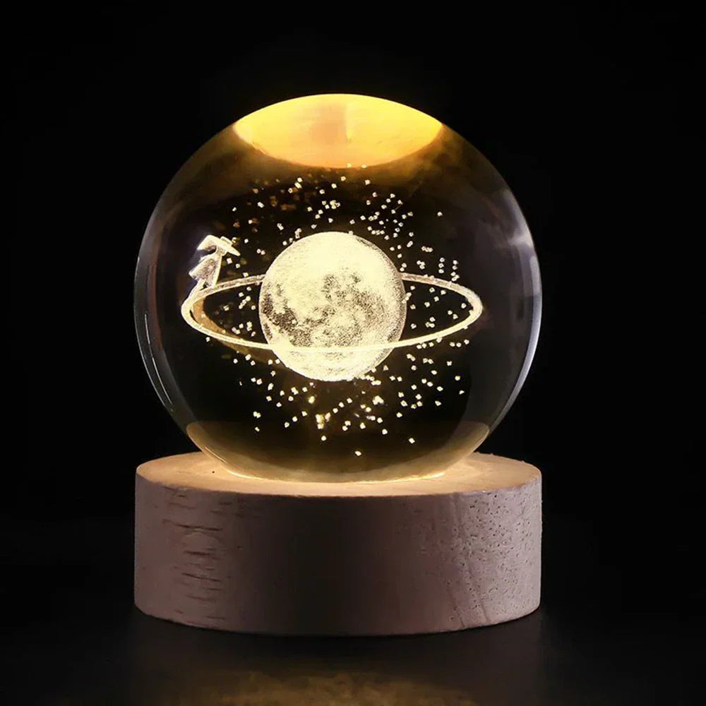 3D Engraved Crystal Ball Planet Lamp