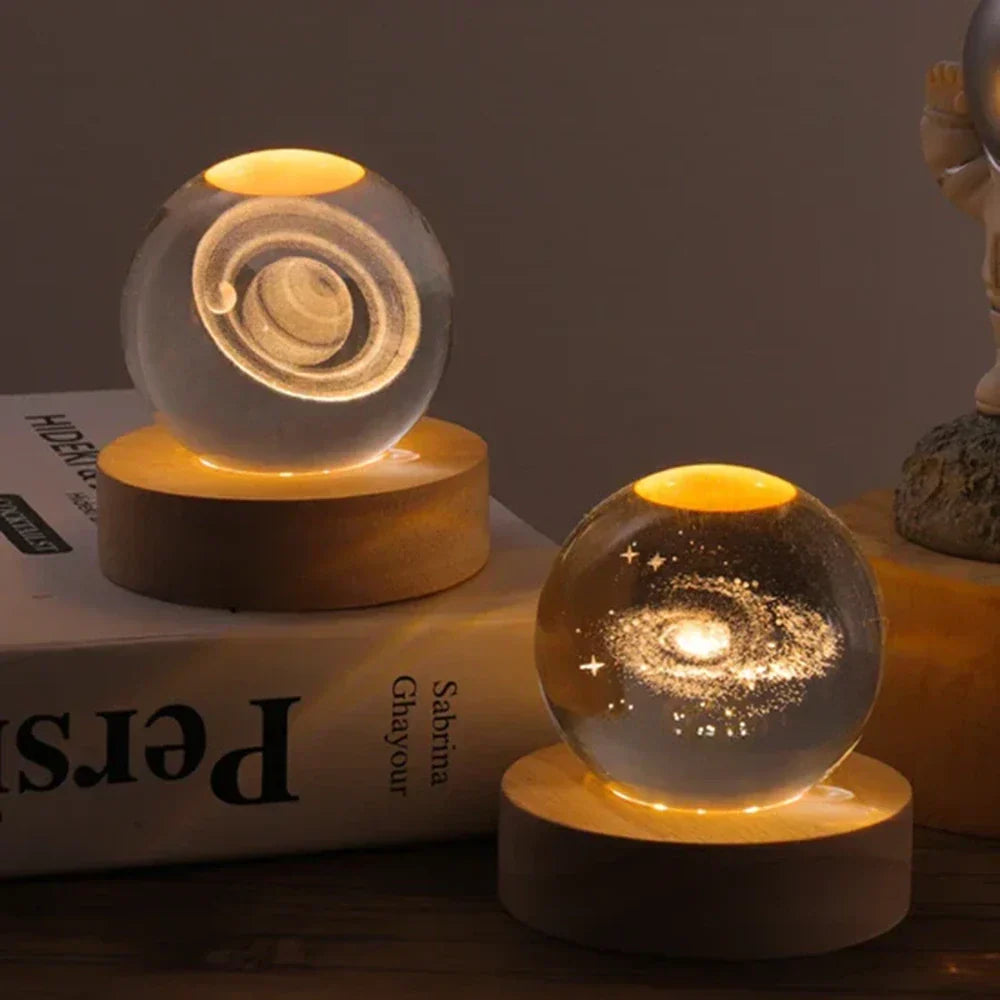 3D Engraved Crystal Ball Planet Lamp