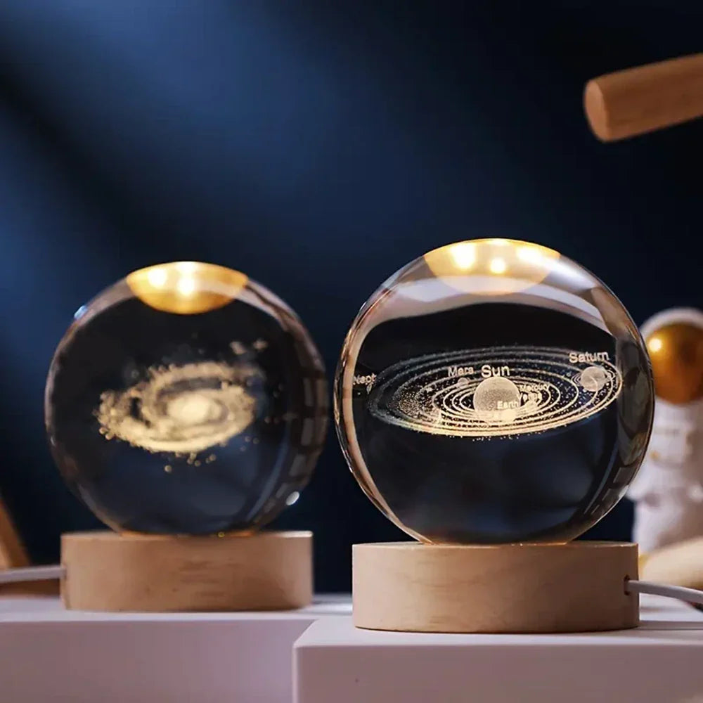 3D Engraved Crystal Ball Planet Lamp