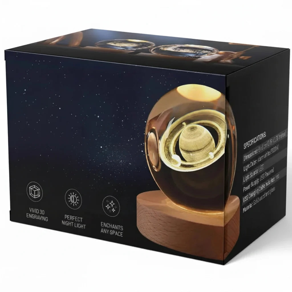 3D Engraved Crystal Ball Planet Lamp