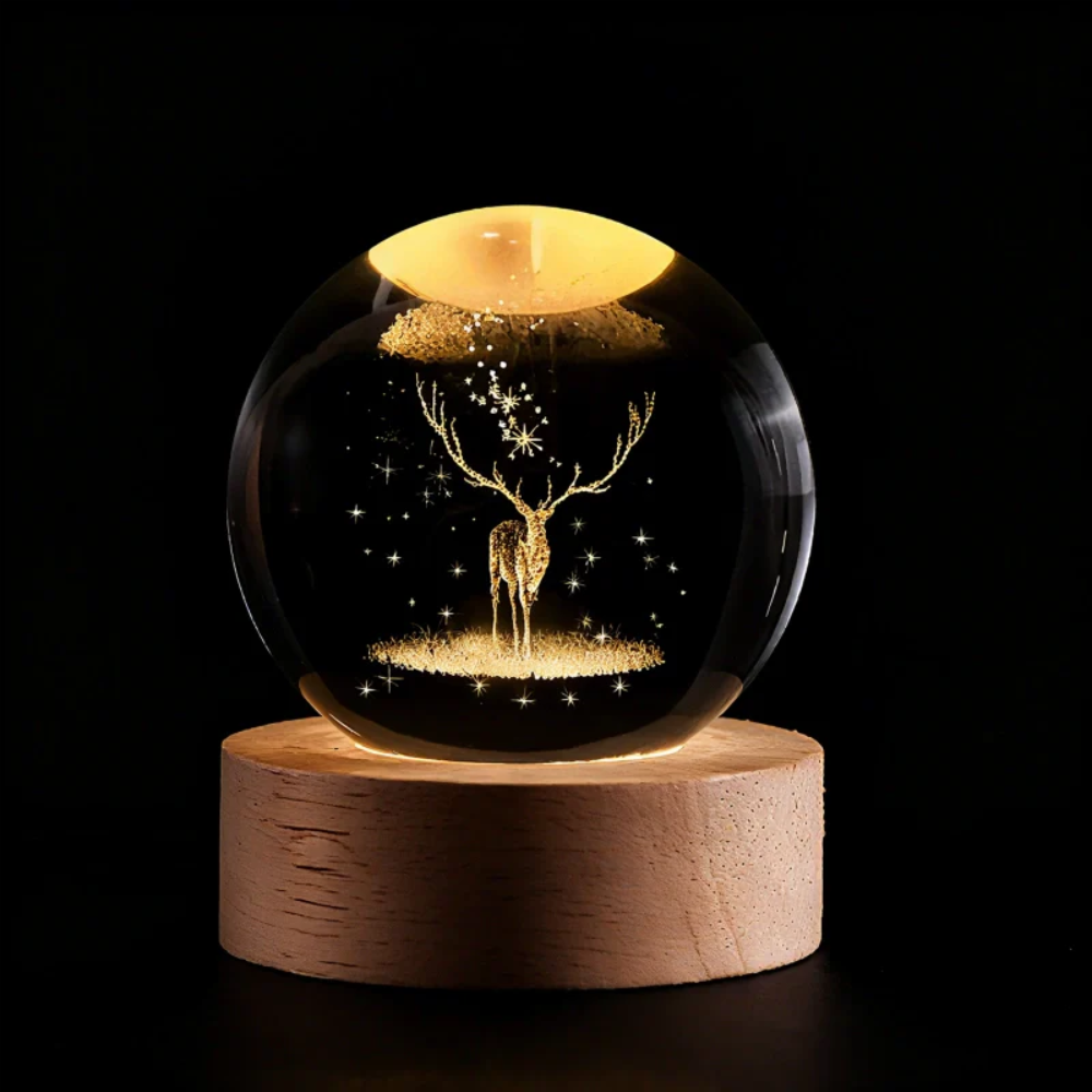 3D Engraved Crystal Ball Planet Lamp