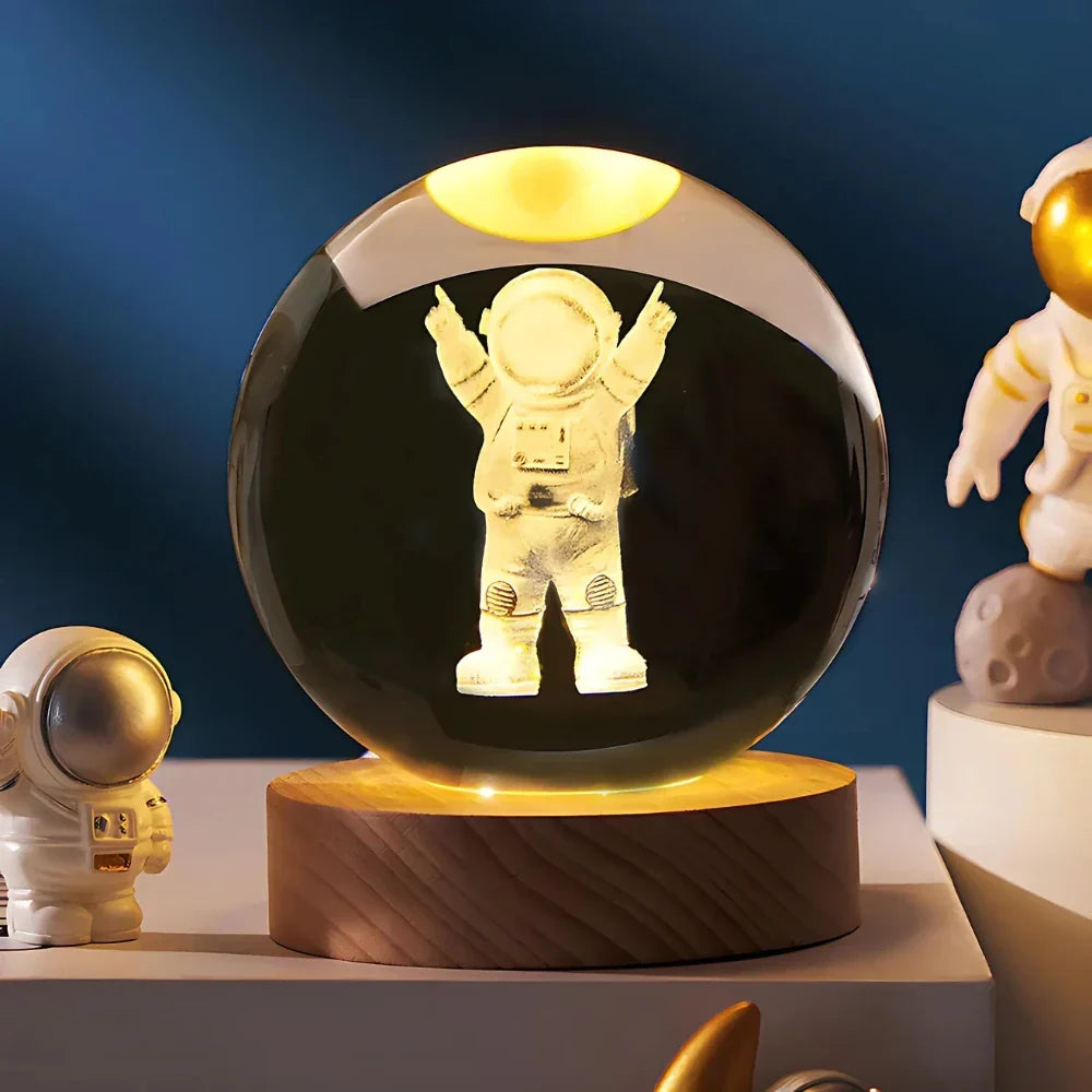 3D Engraved Crystal Ball Planet Lamp