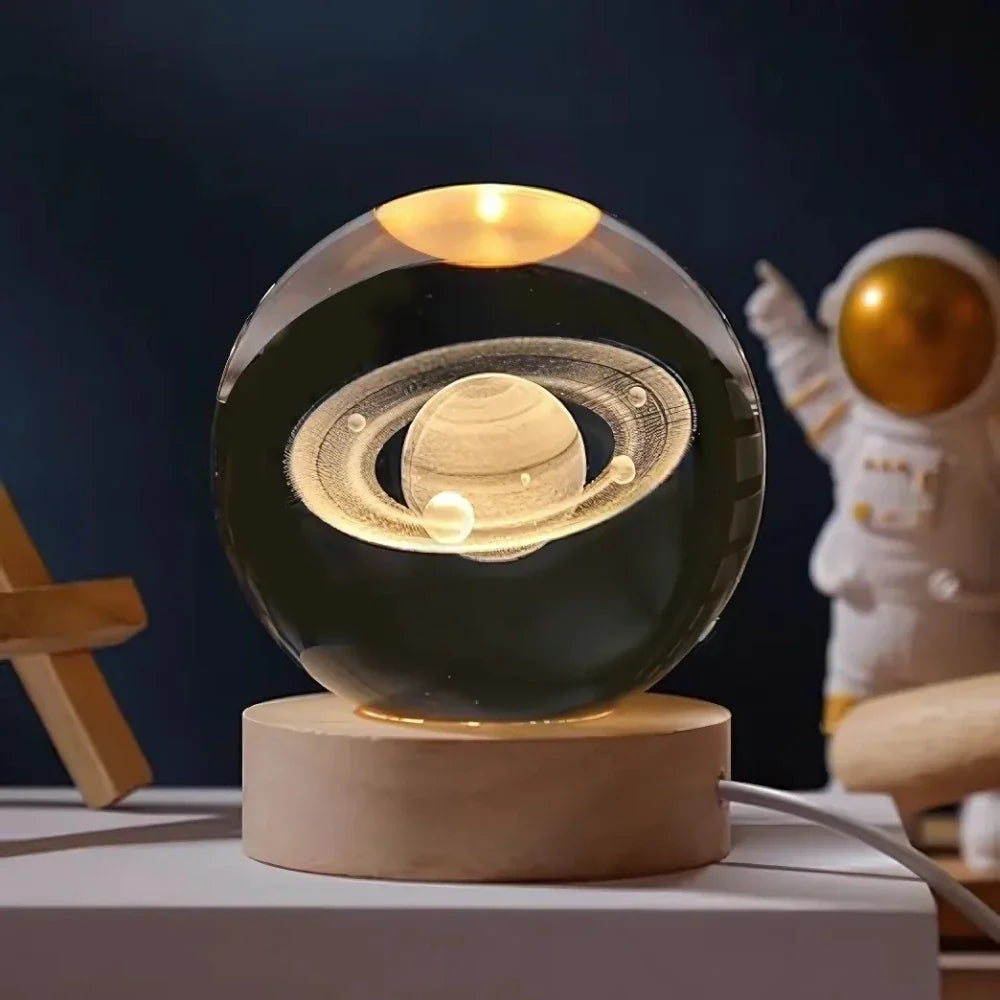 3D Engraved Crystal Ball Planet Lamp