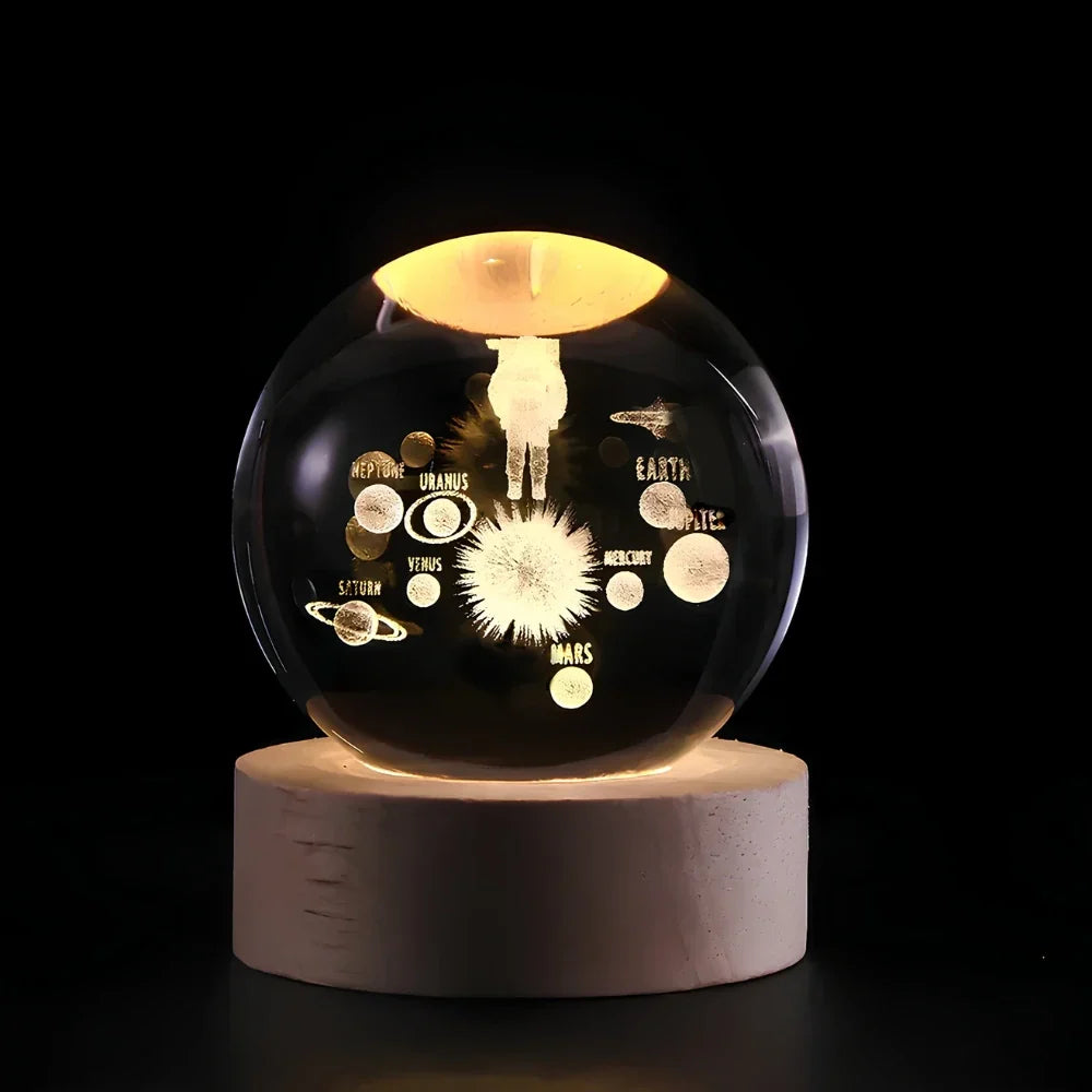 3D Engraved Crystal Ball Planet Lamp