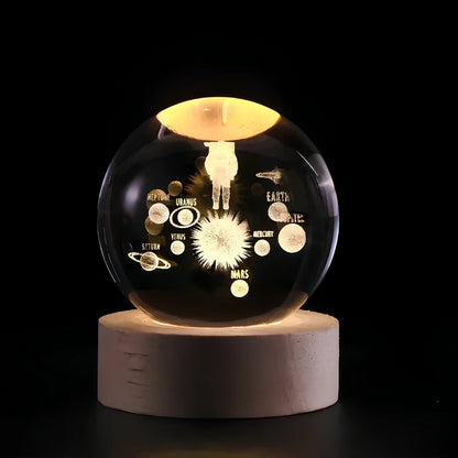 3D Engraved Crystal Ball Planet Lamp