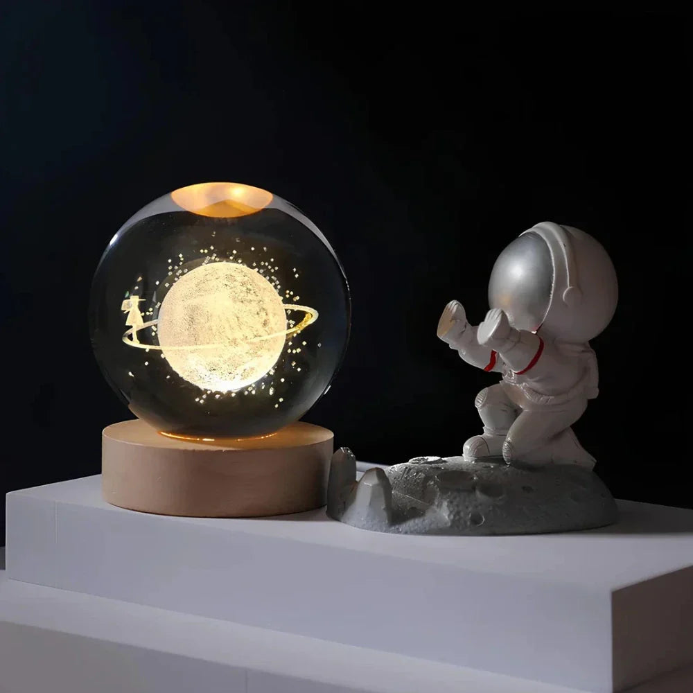 3D Engraved Crystal Ball Planet Lamp